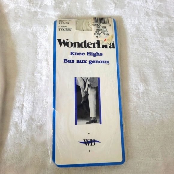 Vintage WonderBra White Knee Highs Pantyhose/Stockings - Picture 1 of 4